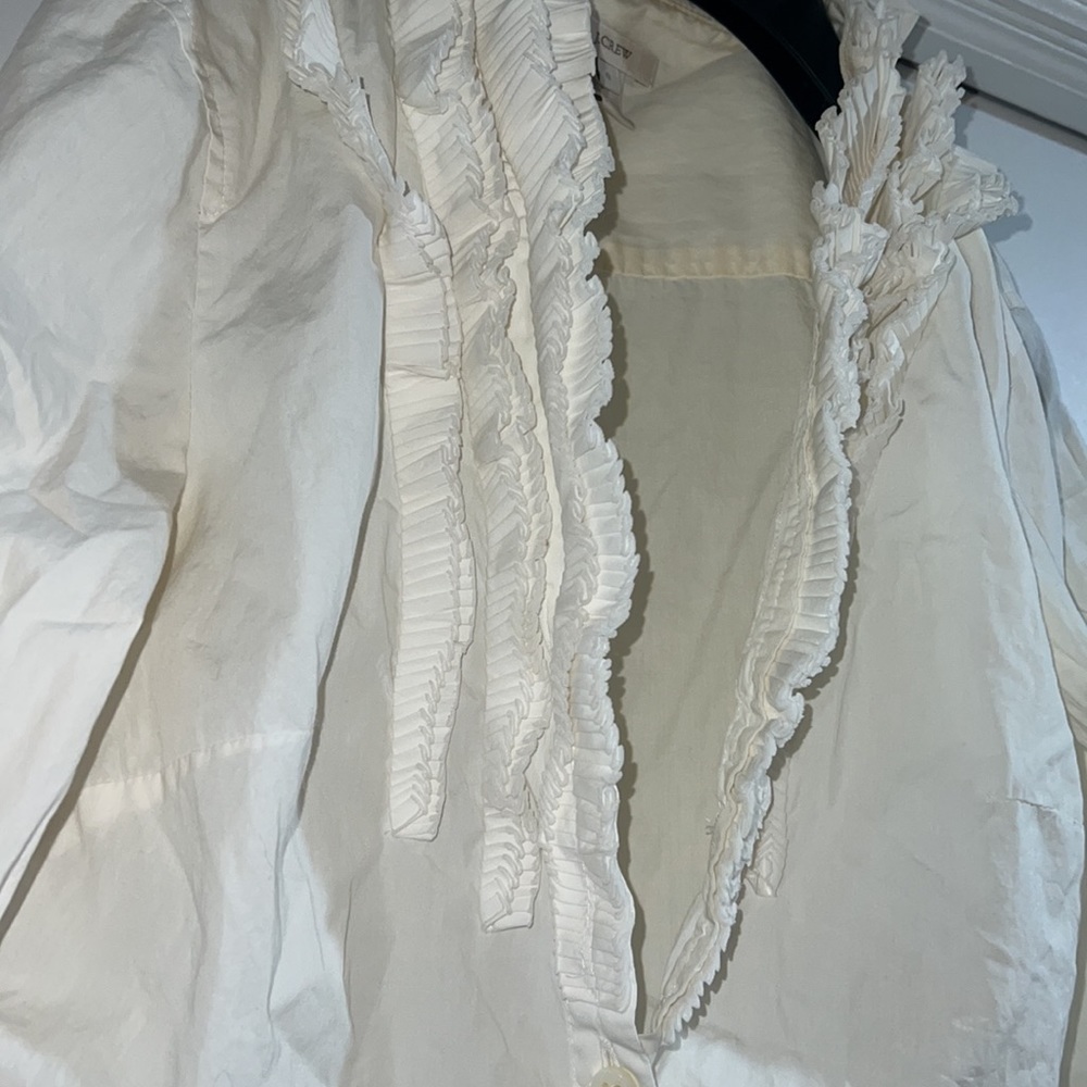 Like New-0-J.Crew Ruffle Button-Down Shirt - Picture 6 of 9